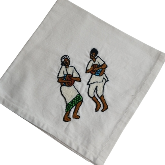 Vintage Handmade Napkin Set of 3 Native Folk Art - Embroidered Cotton Fabric - Picture 5 of 9